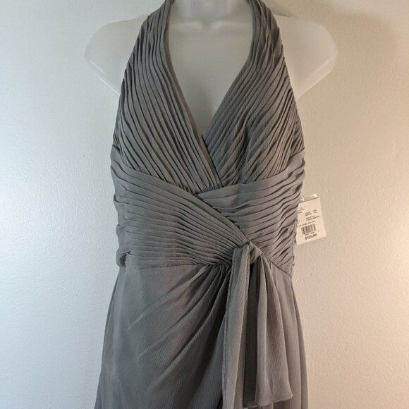 Davids Bridal Bridesmaid Prom Formal Soft Halter Crinkle Chiffon Lined Dress 8 - Picture 9 of 12